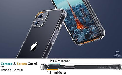 ONES Clear Case for iPhone 12 Mini Anti-Yellowing Crystal Clear Case, Military-Grade Shockproof Slim Transparent Phone Cover with Camera Guard - color: HD High Transparency, size: iPhone 12 mini