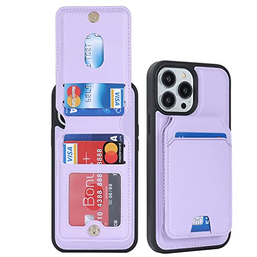 iCoverCase Wallet Case for iPhone 13 Pro Max/12 Pro Max Compatible with MagSafe, Magnetic Detachable Card Slots Holder PU Leather Kickstand Wireless Charging Case 6.7 Inch (Clove Purple) - color: Clove Purple