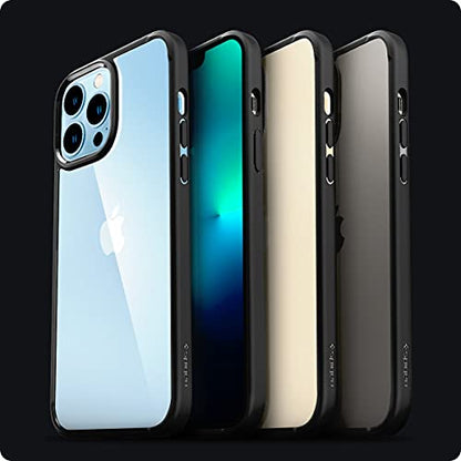 Spigen for iPhone 13 Pro Case, Ultra Hybrid [No Magnet Ring][Anti-Yellowing] - Matte Black | Anti-Yellowing Crystal Clarity, Qi Wireless Charge Ready, Patented Air Cushion, MIL-STD-810H Military-Grade Drop Protection - color: Matte Black, size: iPhone 13