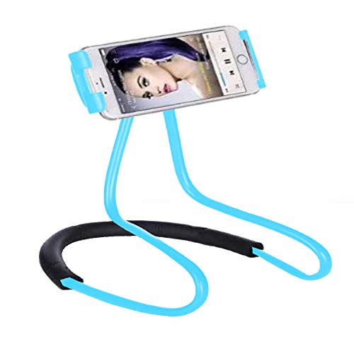 Lazy Bracket - Universal Hanging on Neck Lazy Phone Holder DIY Free Rotating Stand on Table Smart Multiple Functions Mobile Phone Mount Stand(Blue) - color: Blue