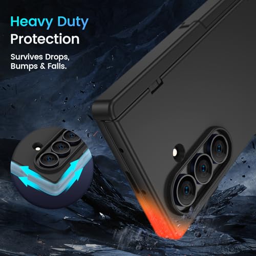 Caka Magnetic for Samsung Galaxy Z Fold 6 Case with Hidden Kickstand Black - color: Black