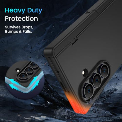 Caka Magnetic for Samsung Galaxy Z Fold 6 Case with Hidden Kickstand Black - color: Black