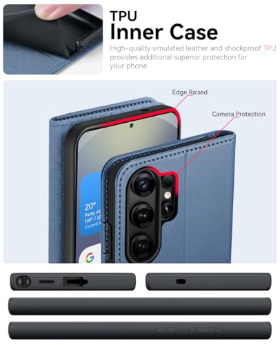 OCASE for Samsung Galaxy S26 Ultra Wallet Case, Card Holder, Light Blue | RFID Blocking, Kickstand, Magnetic Closure, PU Leather Flip Folio, Shockproof TPU Shell, Protective Phone Cover (6.9") 2026 - color: Light Blue, size: Samsung Galaxy S26 Ultra