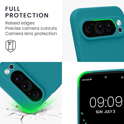 kwmobile Case Compatible with Google Pixel 9 Pro XL Case - Protective Slim TPU Phone Cover - Soft Matte Finish - Teal Matte - color: teal matte