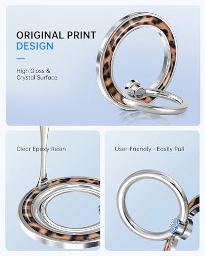 Magnetic Phone Ring Holder, Cute Magnetic Phone Grip, Leopard - color: Leopard