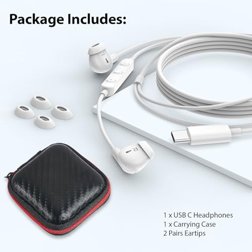 USB C Earbuds Headphone for iPad 10th Gen for iPhone Duo 18 Pro 17 15 White - color: White