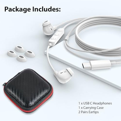 USB C Earbuds Headphone for iPad 10th Gen for iPhone Duo 18 Pro 17 15 White - color: White