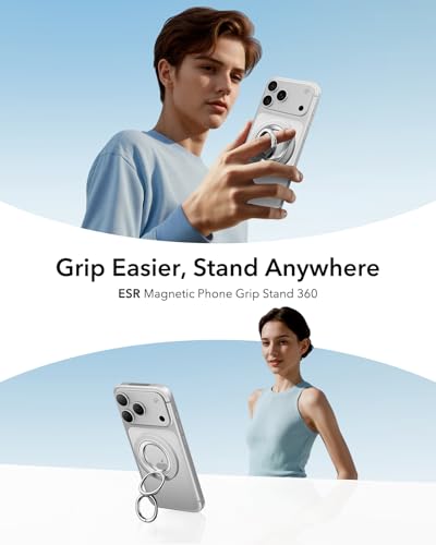 ESR for MagSafe Phone Grip for iPhone 17e/17-12, Dual-Side Phone Stand - color: White