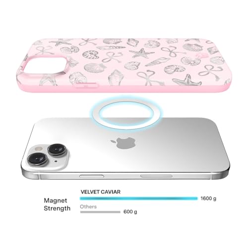 VELVET CAVIAR for iPhone 15 Case - Compatible with MagSafe - 10ft Drop Tested - Protective Summer Cases - Pink Coastal Seashells - color: Pink Coastal Seashells, size: 15