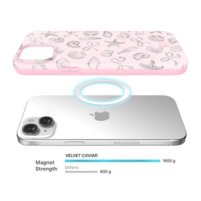 VELVET CAVIAR for iPhone 15 Case - Compatible with MagSafe - 10ft Drop Tested - Protective Summer Cases - Pink Coastal Seashells - color: Pink Coastal Seashells, size: 15