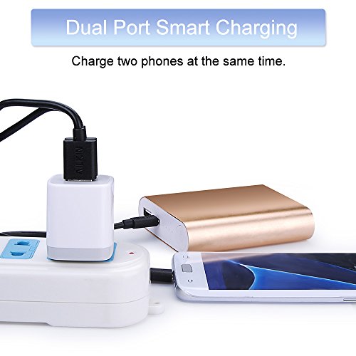 USB Wall Charger,Charging Adapter 2.1A Dual Port Charging Block Plug Head - color: Pure White
