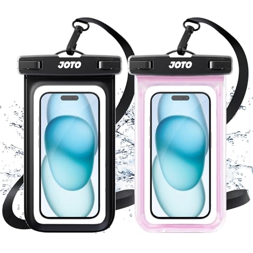 JOTO 2 Pack Universal Waterproof Phone Case for iPhone 17 Air 16 15 14 13 12 11 Plus Pro Max, IPX8 Cellphone Dry Bag XR X SE, Galaxy S23 S22 S21 S20+ S20 S10 Plus Note, Pixel up to 7" -Black/Pink - color: Black/Pink, size: 2 Pcs