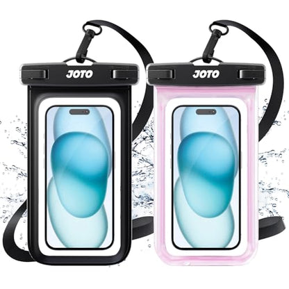 JOTO 2 Pack Universal Waterproof Phone Case for iPhone 17 Air 16 15 14 13 12 11 Plus Pro Max, IPX8 Cellphone Dry Bag XR X SE, Galaxy S23 S22 S21 S20+ S20 S10 Plus Note, Pixel up to 7" -Black/Pink - color: Black/Pink, size: 2 Pcs