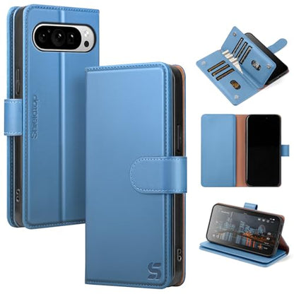 Shieldtop Compatible with Google Pixel 10 Pro XL Wallet Case with Card Holder,Women Men RFID Blocking PU Leather Phone Case Flip Shockproof TPU Protective Cover Kickstand Credit Card Slots,Light Blue - color: Light Blue, size: Pixel 10 Pro XL - 6.8"
