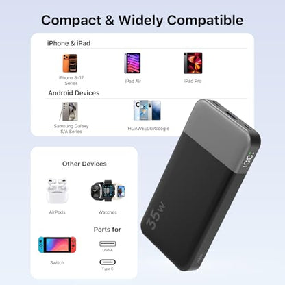 NOBIS Power Bank 35W 10000mAh Portable Charger - color: Black