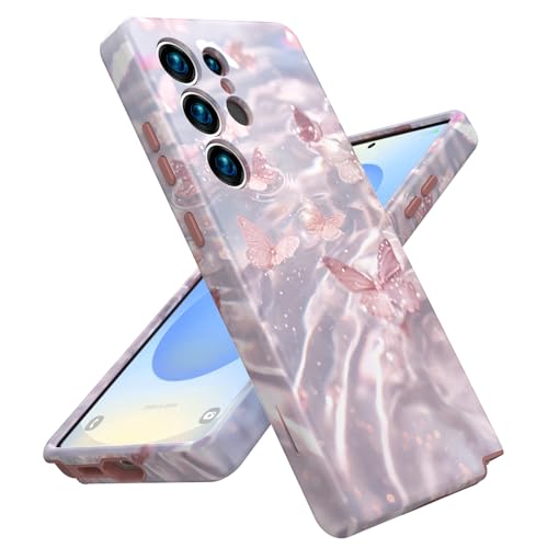 for Samsung Galaxy S25 Ultra Case,3-Layer Shockproof Bumper Protective Phone Cover,Heavy Duty Hybrid Designed for Anti Drop,Anti Scratch Pink Butterfly - color: Pink Butterfly, size: for Galaxy S25 Ultra