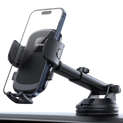 Lamicall Car Phone Holder Military-Grade Suction Cup Dashboard Windshield - color: Black