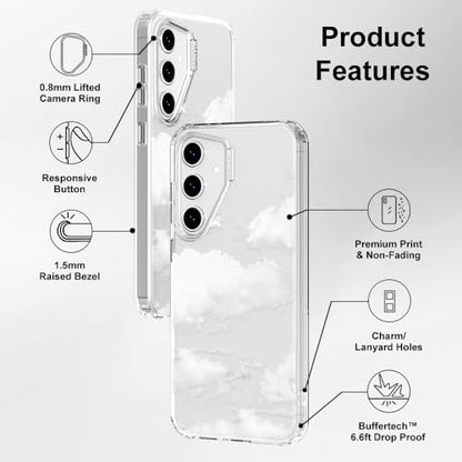 MOSNOVO Case for Samsung Galaxy S24 FE, [Buffertech 6.6ft Military-Grade Drop Protection] [Anti Peel Off Tech] Clear TPU Bumper Phone Case Cover Design - Cloud - color: Clear - Cloud, size: Samsung Galaxy S24 FE