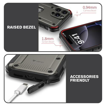 VENA vArmor Personalized iPhone 16 Pro Max Rugged Case | Custom Engraved, Customized Name, Military Grade Drop Protection, Belt Clip Holster, MagSafe Compatible - color: Personalized