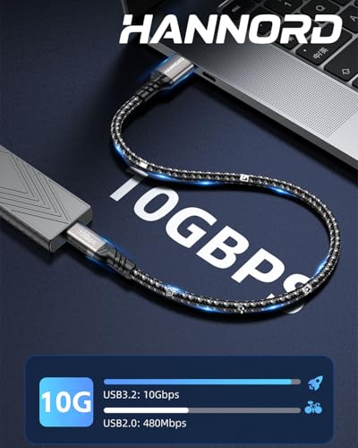 USB-C Cable 10Gbps,6.6Ft 1-Pack,USB3.2 Gen2 Data Sync Transfer,60W 20V 3A Fast Charger,Nylon-Braided,Aluminum Plugs USB-AtoC Cord for Samsung Galaxy S24/S23,Android Auto,iPhone 15/15Pro/16/16Pro - size: 6.6FT