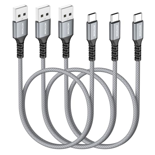 Short USB A to USB C Cable 18 inch 3Pack, 1.5FT USBC Cable 3A Fast Charging - color: Grey+White, size: 1.5FT
