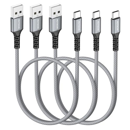 Short USB A to USB C Cable 18 inch 3Pack, 1.5FT USBC Cable 3A Fast Charging - color: Grey+White, size: 1.5FT