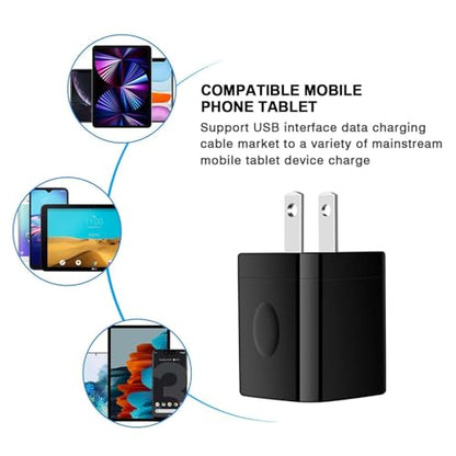 Black USB Wall Adapter, Charging Block, Dual Port 2.1A Fast Wall Charger