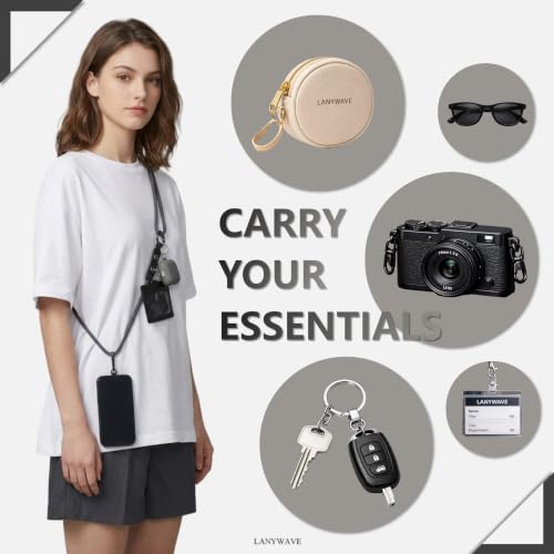 Adjustable Crossbody Phone Lanyard with Hanging Loops - color: Gray