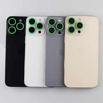 Luminous Camera Lens Protector for iPhone 16 Pro / 16 Pro Max Metal Ring Tempered Glass Glow in The Dark Lens Cover (3PCS) (Green, for iPhone 16 Pro/16 Pro Max) - color: Green