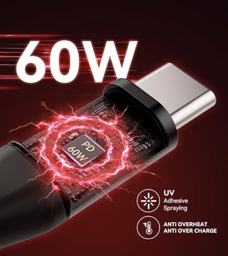 USB C Cable, 4Ft 2-Pack Woven 60W Type-C Fast Charge for iPhone & CarPlay
