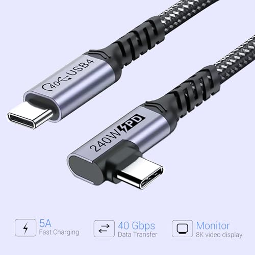 Short USB 4 Cable Right Angle 1.5FT 2 Packs, 240W Fast Charging - size: 240w - 1.5ft, 1.5ft
