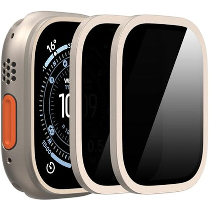 Suoman 2-Pack for Apple Watch Ultra 3/2/1 49mm Privacy Screen Protector, [Anti-peeping] Tempered Glass Ultra-Thin Full Coverage protective film -Titanium+Titanium - color: Privacy-Titanium+Titanium