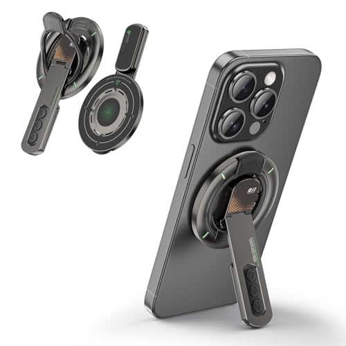 JINRAIKO Phone Grip for Magsafe Phone Stand 360°Roration Gym Holder Phone Kickstand Silicone Finger Ring Innovative Pressure-Relief Damping Hinge Design with Magnet Ring Compatible All Phones, Black - color: Black