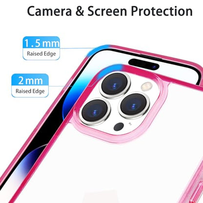 JJGoo Compatiable with iPhone 14 Pro Max Case Clear, Transparent Shockproof Phone Case, Slim Anti-Scratch Hard PC Back Protective Cover Bumper, Transparent Pink - color: Transparent Pink