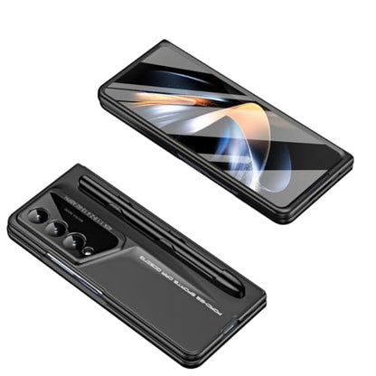 Smartphone Flip Cover for Samsung Galaxy Z Fold 4 Case with S Pen, with Screen Protector Case, PC Shockproof Bumper Case Full Coverage Protective Cover for Galaxy Z Fold 4(Black) - color: Black