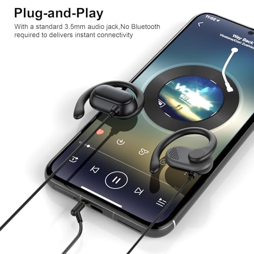 Open Ear Headphones Wired 3.5mm Earphones for Chormebook Laptop PC
