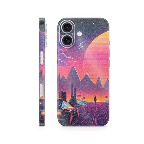 Glossy Glitter Phone Skin Compatible with Apple iPhone 17 - Synthwave Fringe - Premium 3M Vinyl Protective Wrap Decal Cover - Easy to Apply | Crafted in The USA by MightySkins - color: Synthwave Fringe, size: iPhone 17 (Full Wrap), style: Glossy Glitter F
