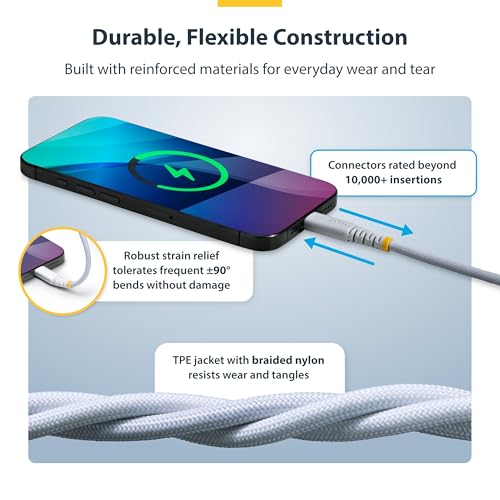 StarTech 1ft/30cm USB-C to USB-C Braided Charging Cable, White (USB2CC1FTNC - color: White, size: 1 ft, style: 1 pk