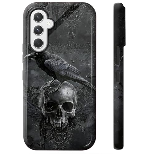 Crow Skull Phone Case for Samsung Galaxy S25, Dual Layer Shockproof Rugged Cover with Soft TPU + Hard PC, Anti-Scratch Slim Fit Wireless Charging Compatible - color: Crow Skull, size: 6.2" Galaxy S25