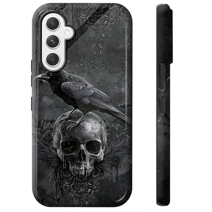 Crow Skull Phone Case for Samsung Galaxy S25, Dual Layer Shockproof Rugged Cover with Soft TPU + Hard PC, Anti-Scratch Slim Fit Wireless Charging Compatible - color: Crow Skull, size: 6.2" Galaxy S25