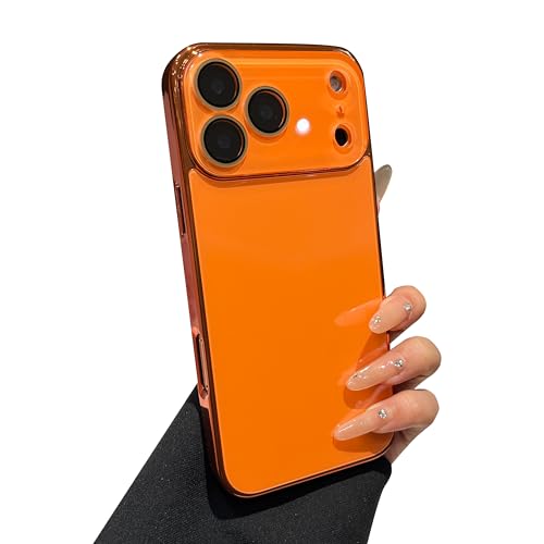 Caseative for iPhone 17 Pro Case, Orange | Solid Color Electroplated Frame with Crystal Camera Lens Protection - color: Orange