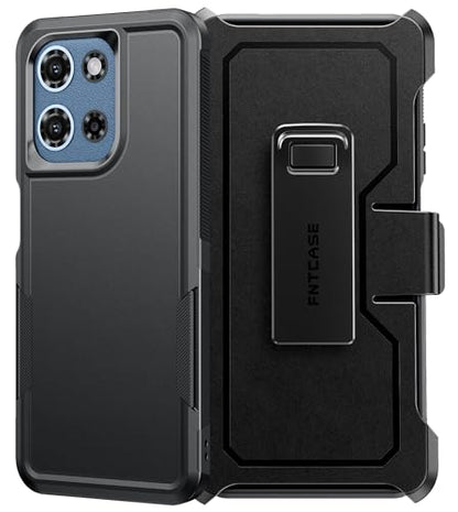 FNTCASE for Moto G 2026/2025 Case, Moto G Play 2026 Case with Belt-Clip | Heavy Duty Drop Protection, Rugged Holster, Military Grade Shockproof Protective Cell Phone Cover - color: Black