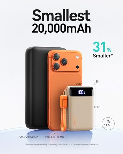 INIU Portable Charger, Smallest 20000mAh 22.5W Fast Charging Power Bank - color: Beige White