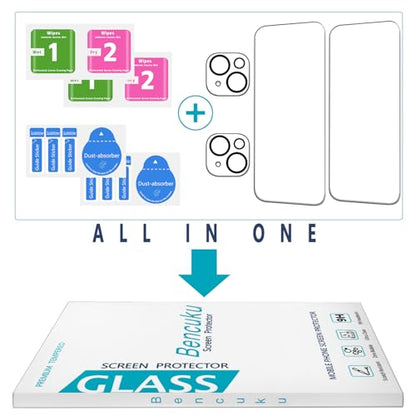 2+2 Pack Screen Protector for iPhone 15 Plus Tempered Glass - size: (Standard)iPhone 15 Plus 6.7 Inch