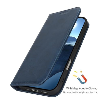 Wallet Case for iPhone 16,Premium PU Leather Flip Folio Case with Card Slot,Stand Holder and Magnetic Closure TPU Shockproof Interior Protective Case,6.1 Inch,Navy Blue | Premium PU Leather, Flip Folio Purse Case, with Card Slot, Stand Holder,Magnetic Clo
