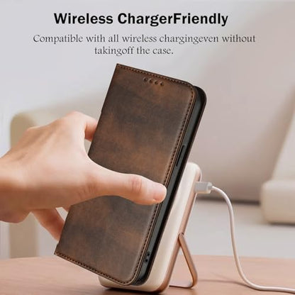 Leather Case Compatible with Galaxy A20E, Magnetic Cover with Card Slots Bumper Phone Case Leather Purse Scratch Resistant Case mit Stand Function Slim Case Compatible with Samsung Galaxy A20E/A10E - color: Brown
