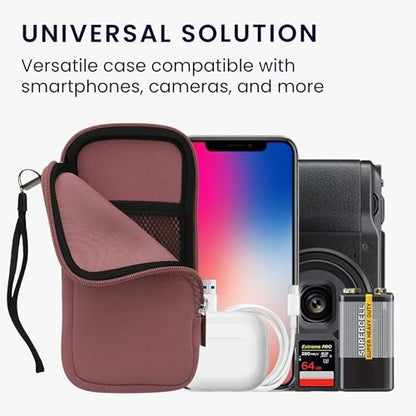 kwmobile Universal Phone Pouch Size XXL - 7" - Neoprene Smartphone Pouch with Zip - Water-Repellent Mobile Phone Case - Sleeve in Dark Rose - color: Dark Rose, size: XXL - 7"