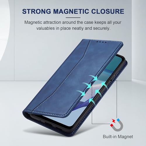 Jasonyu Flip Wallet Case for Moto G 5G (2023),Leather Magnetic Folio Cover with Card Holder,Kickstand - TPU Shockproof Durable Protective Phone Case,Blue | PU Leather Magnetic Folio Cover,with Card Holder,Kickstand,TPU Shockproof,Durable,Protective Phone