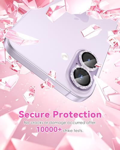 CloudValley All Bling Camera Lens Protector for iPhone 17/iPhone 16/Plus - color: Bling Purple