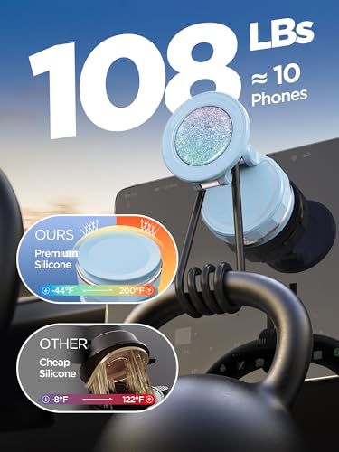 Upgraded Vacuum Magnetic Car Phone Holder for MagSafe[108+LBS Strongest Suction & 3000gf Strongest Magnetic],360° Adjustable Suction Cup Phone Mount for Car,Gym,Mirror,Men Women-Blue - color: Blue